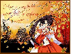 Anime girl with fan Autumn Love