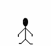 stick figure getting bumped and dancing