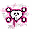 pink and black heart skull