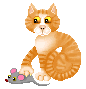 Orange Cat with Mouse