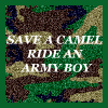 Save a Camel ride an army boy