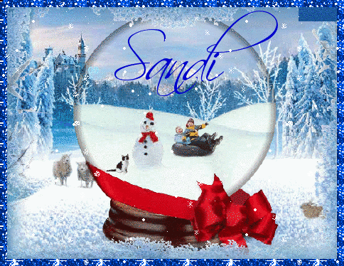 Winter in the Hamptons Snowglobe with Red Bow (with snowfall effect)- Sandi