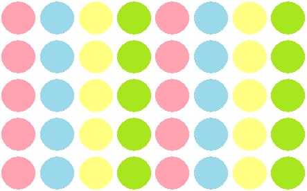 pink, blue, yellow, green dots