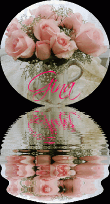 Pink Roses in Teapot in circle (with water reflection)- Gina
