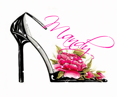 High Heel Shoe with Pink Rose (with sparkles)- Mandy