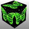 3D CUBE--GREEN BUTTERFLY