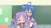 konata messing with Kagamin's twintails