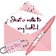 Just a note to say hello- Pink envelope, pen