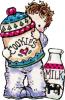 little boy with milk and cookie jar