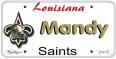Saints License Plate - Mandy