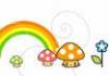 Kawaii Mushrooms rainbow going to the right