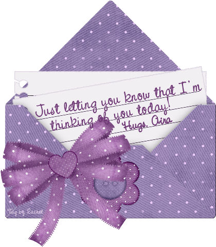 purple letter and envelope with hugs Aira