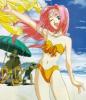 Anime Girl Playing on the Beach
