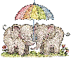 cute glitter elephants under umbrella