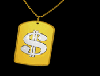 gold money sign dog tag