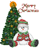 merry christmas tree and snowman