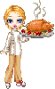 cute blonde chef girl with turkey! yummy!