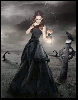 Goth Girl in Cemetery with Raven Familiar