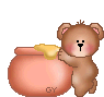Bear Hoping Into A Jar Of Honey