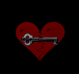 red heart with black key 
