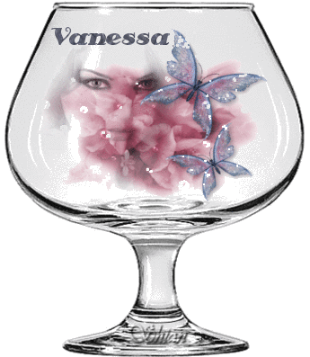 Vanessa's butterflies & flowers in a glass