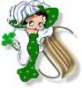 Betty Boop green dress w big hat w word S
