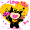 i love you : crazy cat with hearts & flowers