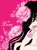 cute kawaii love fashion girl with pink roses
