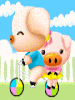 cute kawaii pig lovers riding