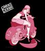 pink lady on motor cycle